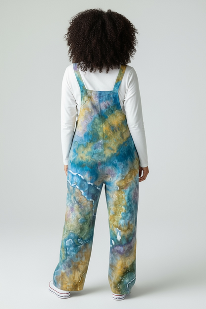 Loose Geode Design Women's Linen Overall Bibs Size XL