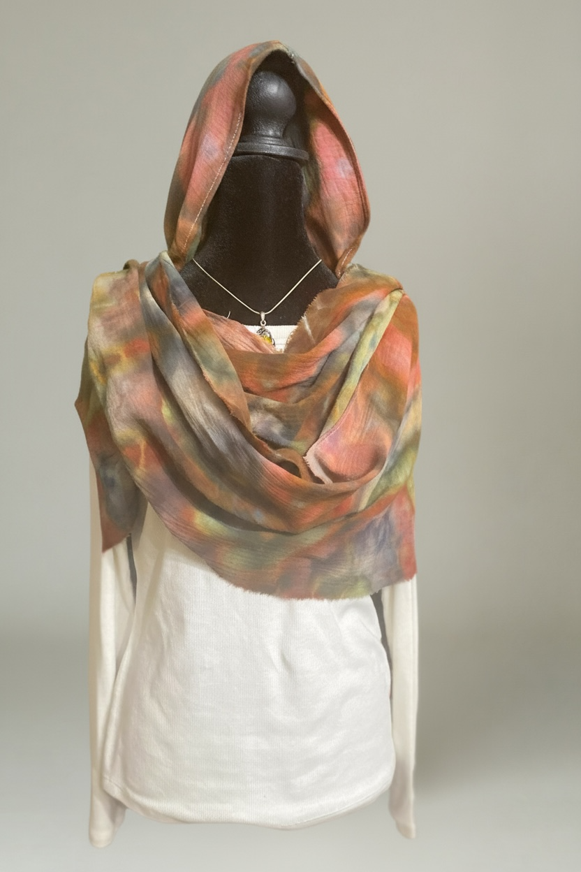 Geode Design on Shawl for Women Men Wasteland Punk Style Poncho w/ Hood