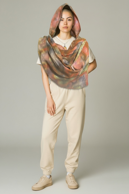 Geode Design on Shawl for Women Men Wasteland Punk Style Poncho w/ Hood