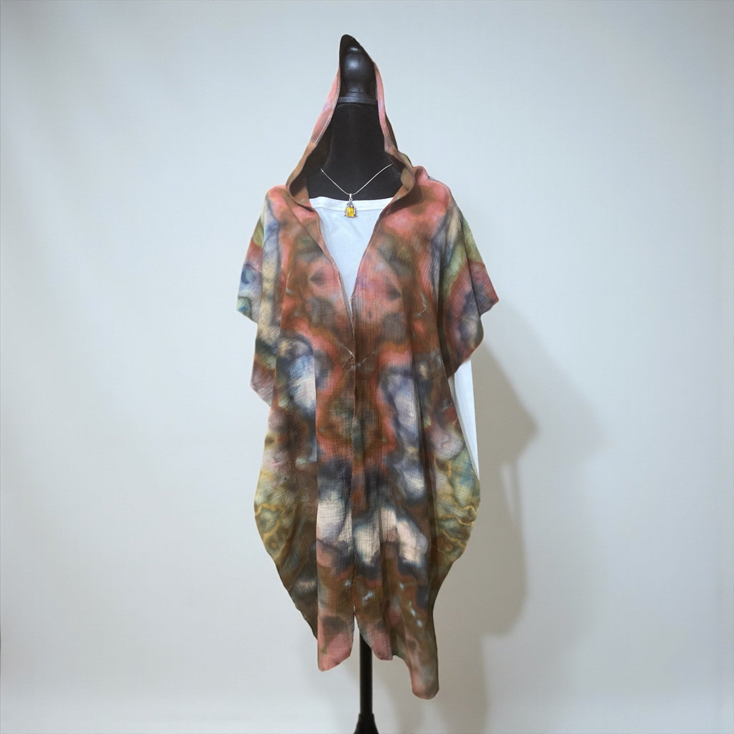 Geode Design on Shawl for Women Men Wasteland Punk Style Poncho w/ Hood