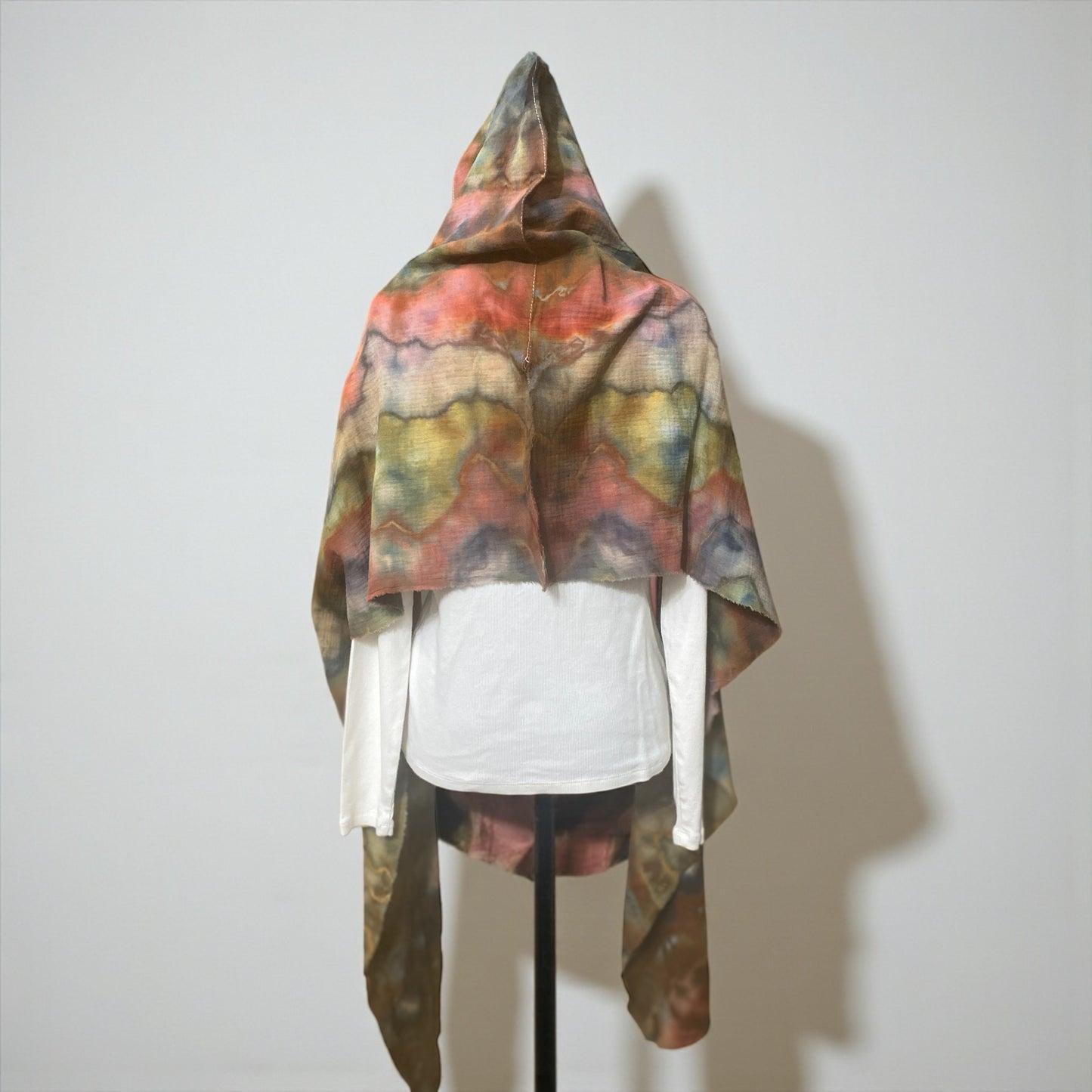 Geode Design on Shawl for Women Men Wasteland Punk Style Poncho w/ Hood