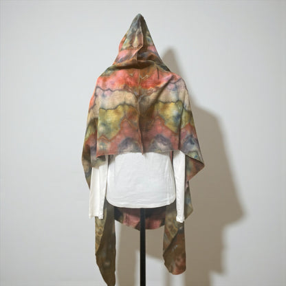 Geode Design on Shawl for Women Men Wasteland Punk Style Poncho w/ Hood