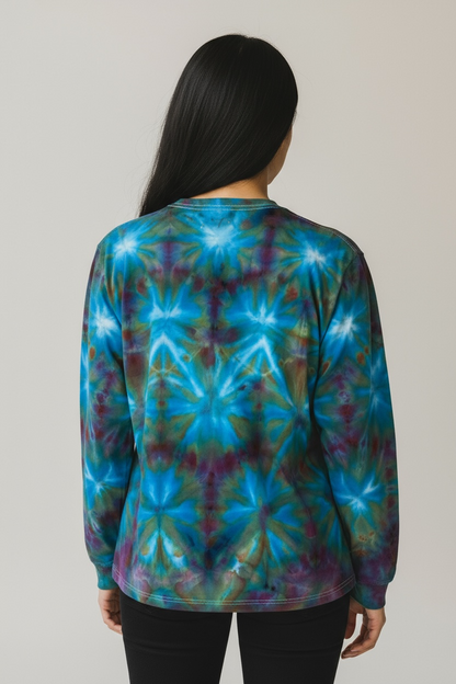 Shibori Design Unisex Long Sleeve 100% Cotton Size Large