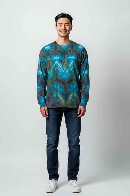 Shibori Design Unisex Long Sleeve 100% Cotton Size Large