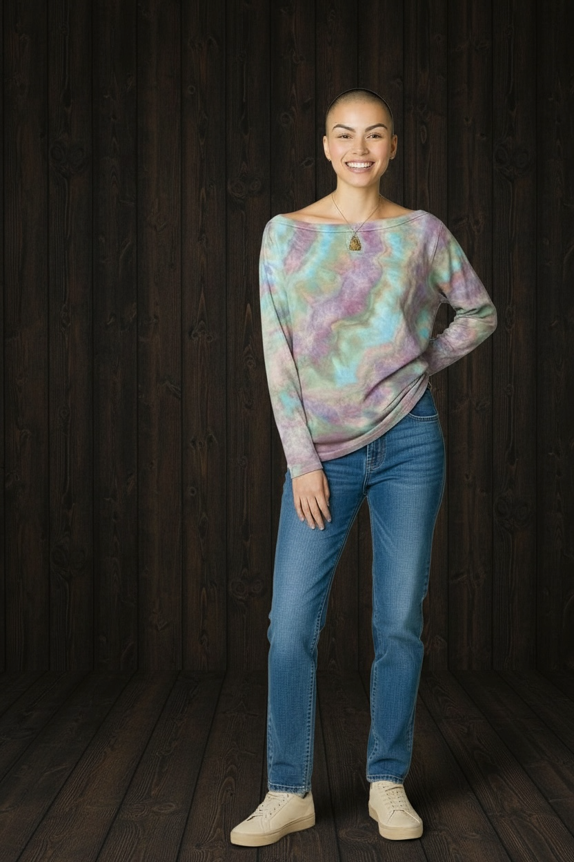 Feather Design on Banana Republic Boatneck Top Size Large